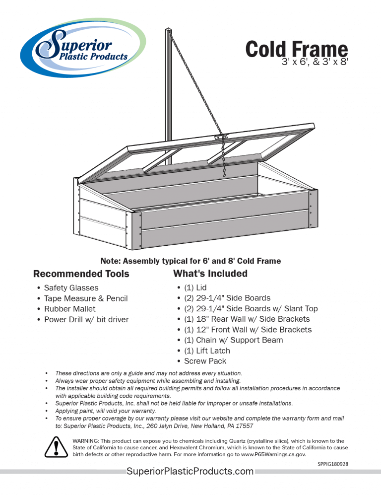 Vinyl Cold Frames Manufactured by Superior Plastic Products